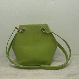 Vintage Nordstrom Made in Italy Green Leather hexagonal Bag Purse Pocketbook